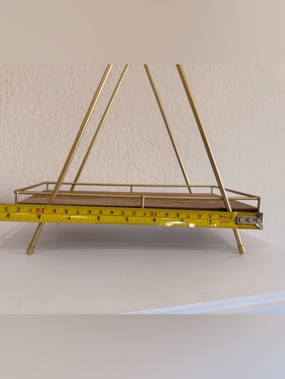 Gold Metal & Wood Triangular Display Shelf / Tray - Picture 5 of 5